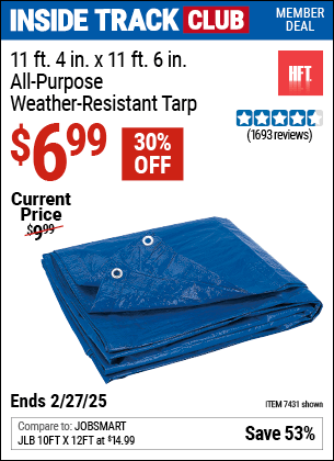 Harbor Freight Coupons, HF Coupons, 20% off - HFT 11 ft. 4 in. x 11 ft. 6 in. Blue All Purpose/Weather Resistant Tarp 