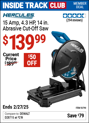 Harbor Freight Coupons, HF Coupons, 20% off - 15 Amp 4.3 HP 14 in.  Abrasive Cut-Off Saw