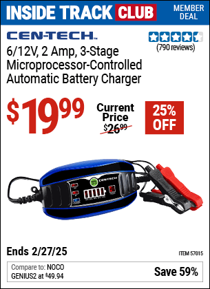 Harbor Freight Coupons, HF Coupons, 20% off - 6v/12v 2 Amp 3-Stage Microprocessor Controlled Automatic Battery Charger