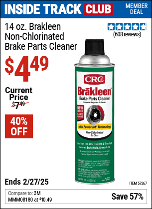 Harbor Freight Coupons, HF Coupons, 20% off - 14 Oz. Brakleen Non-Chlorinated Brake Parts Cleaner