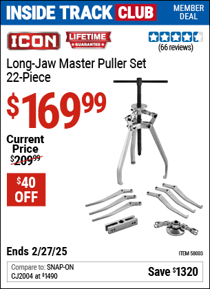 Harbor Freight Coupons, HF Coupons, 20% off - ICON Long Jaw Master Puller Set 