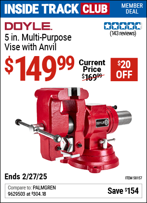 Harbor Freight Coupons, HF Coupons, 20% off - DOYLE 5 in. Multi-Purpose Vise with Anvil for $149.99