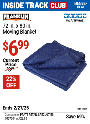 Harbor Freight Coupons, HF Coupons, 20% off - FRANKLIN 72 in. x 80 in. Moving Blanket 