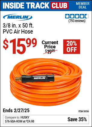 Harbor Freight Coupons, HF Coupons, 20% off - 3/8 in. x 50 ft. PVC Air Hose