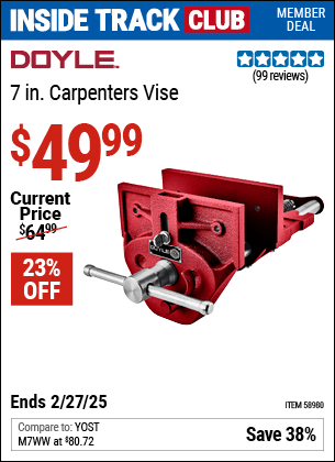 Harbor Freight Coupons, HF Coupons, 20% off - DOYLE 7 in. Carpenters Vise for $59.99