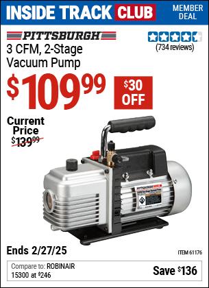 Harbor Freight Coupons, HF Coupons, 20% off - 3 Cfm Two Stage Vacuum Pump