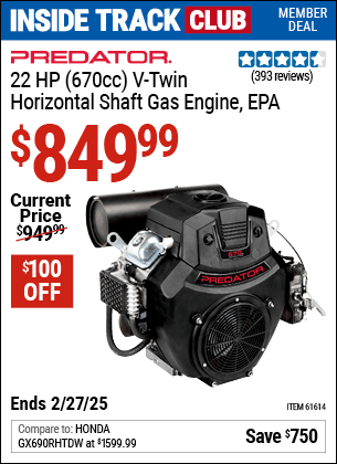 Harbor Freight Coupons, HF Coupons, 20% off - 22 Hp V-twin Gas Engines - 670 Cc Horizontal Shaft Or 708 Cc Vertical Shaft