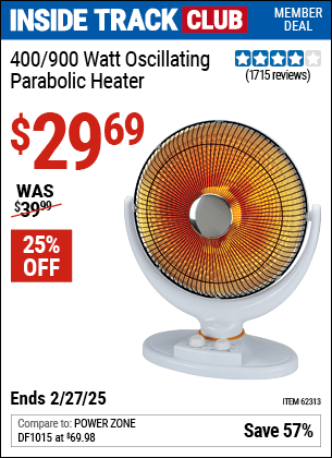 Harbor Freight Coupons, HF Coupons, 20% off - 400/900 Watt Oscillating Parabolic Heater