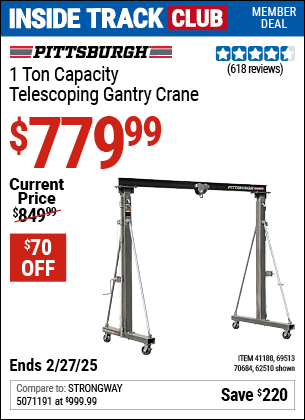 Harbor Freight Coupons, HF Coupons, 20% off - 1 Ton Capacity Telescoping Gantry Crane