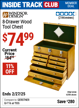 Harbor Freight Coupons, HF Coupons, 20% off - Eight Drawer Wood Tool Chest