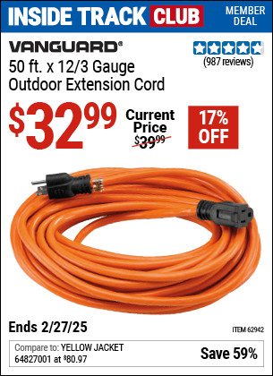 Harbor Freight Coupons, HF Coupons, 20% off - 12 Gauge X 50 Ft. Outdoor Extension Cord