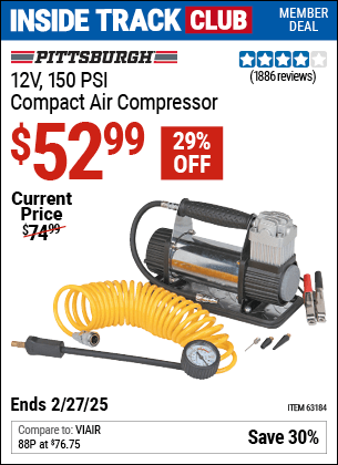 Harbor Freight Coupons, HF Coupons, 20% off - 12v 150 PSI Compact Air Compressor