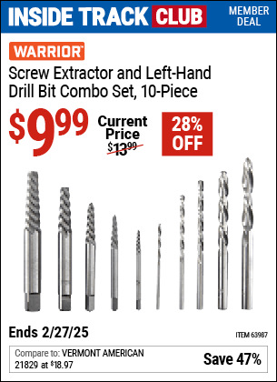 Harbor Freight Coupons, HF Coupons, 20% off - Warrior 12 Piece Screw Extractor Set