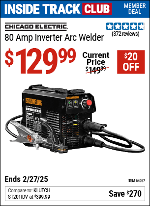 Harbor Freight Coupons, HF Coupons, 20% off - 80 Amp Inverter Arc Welder