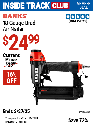 Harbor Freight Coupons, HF Coupons, 20% off - 18 Gauge Brad Air Nailer