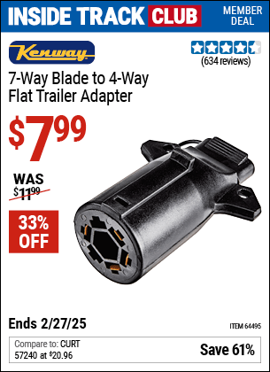 Harbor Freight Coupons, HF Coupons, 20% off - Seven-Way Blade to 4-Way Flat Trailer Adapter