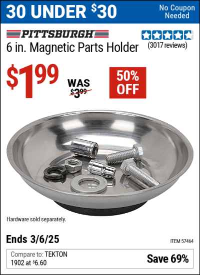 Harbor Freight Coupons, HF Coupons, 20% off - 6 in. Magnetic Parts Holder