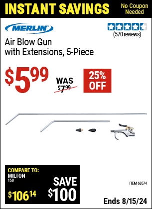Harbor Freight Coupons, HF Coupons, 20% off - Merlin Air Blow Gun With 2 Ft. Extension