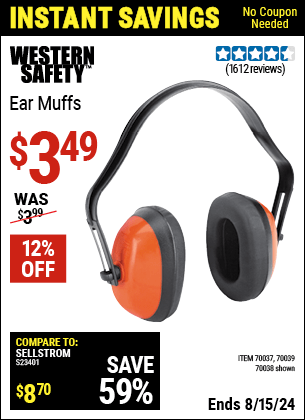 Harbor Freight Coupons, HF Coupons, 20% off - Industrial Ear Muffs