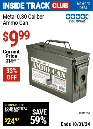 Harbor Freight Coupons, HF Coupons, 20% off - Metal 0.30 Caliber Ammo Can