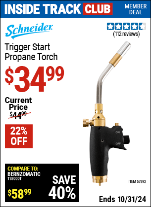 Harbor Freight Coupons, HF Coupons, 20% off - SCHNEIDER Trigger Start Propane Torch for $34.99