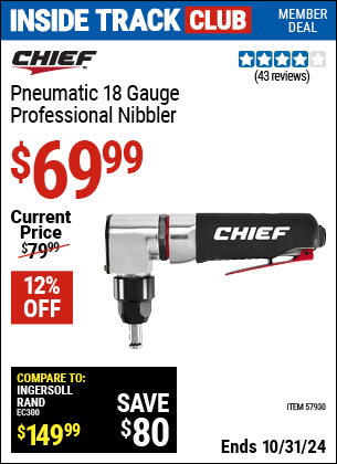 Harbor Freight Coupons, HF Coupons, 20% off - CHIEF 18 Gauge Professional Air Nibbler for $69.99