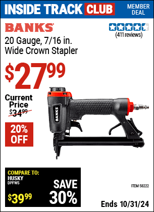 Harbor Freight Coupons, HF Coupons, 20% off - 20 Gauge Wide Crown Stapler