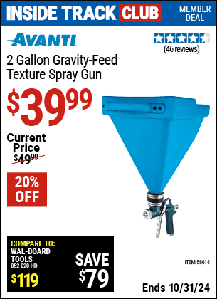 Harbor Freight Coupons, HF Coupons, 20% off - AVANTI Gravity Feed Pneumatic Texture Spray Gun for $39.99