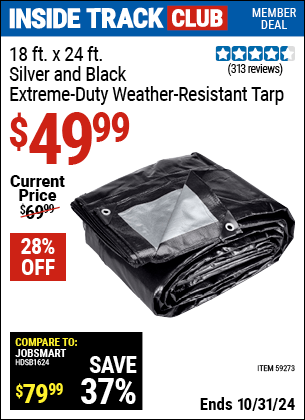 Harbor Freight Coupons, HF Coupons, 20% off - 18 ft. x 24 ft. Silver and Black Extreme Duty Weather Resistant Tarp for $54.99