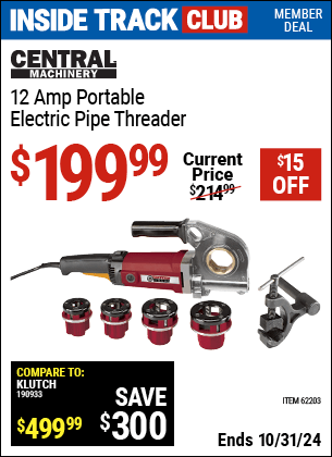 Harbor Freight Coupons, HF Coupons, 20% off - Portable Electric Pipe Threader