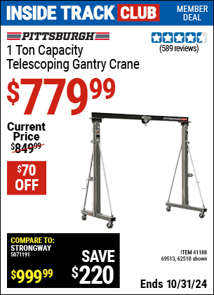 Harbor Freight Coupons, HF Coupons, 20% off - 1 Ton Capacity Telescoping Gantry Crane