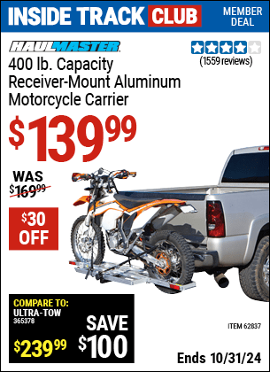 Harbor Freight Coupons, HF Coupons, 20% off - 400 Lb. Capacity Receiver-mount Motorcycle Carrier