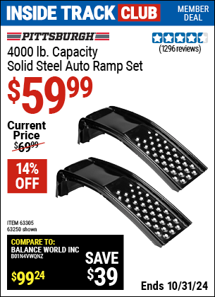 Harbor Freight Coupons, HF Coupons, 20% off - 2 Piece Solid Steel Auto Ramp Set