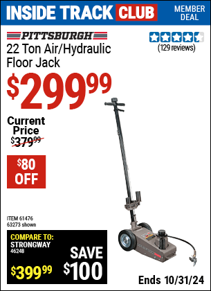 Harbor Freight Coupons, HF Coupons, 20% off - 22 ton Air/Hydraulic Floor Jack