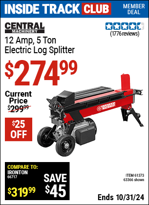 Harbor Freight Coupons, HF Coupons, 20% off - 5 Ton Log Splitter