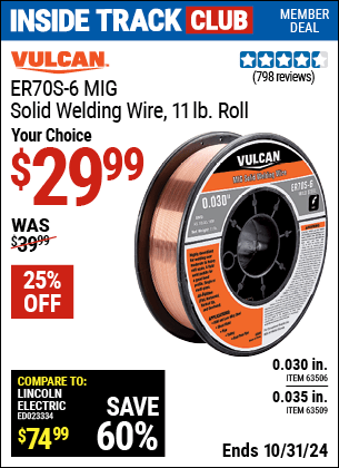 Harbor Freight Coupons, HF Coupons, 20% off - 0.035 in. ER70S-6 MIG Solid Welding Wire, 11.00 lb. Roll