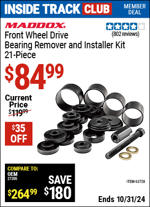 Harbor Freight Coupons, HF Coupons, 20% off - Front Wheel Bearing Adapters