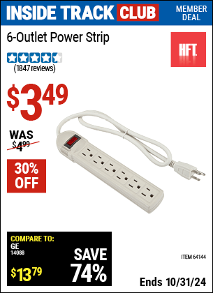 Harbor Freight Coupons, HF Coupons, 20% off - 6 Outlet Power Strip