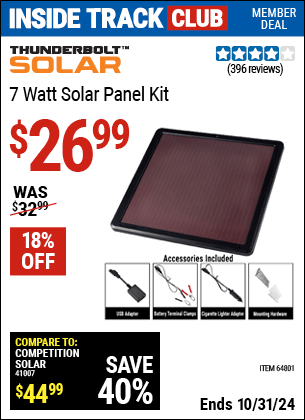 Harbor Freight Coupons, HF Coupons, 20% off - 7 Watt Solar Panel Kit