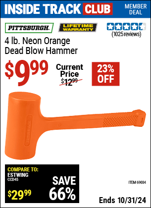 Harbor Freight Coupons, HF Coupons, 20% off - 4lb Dead Blow Hammer