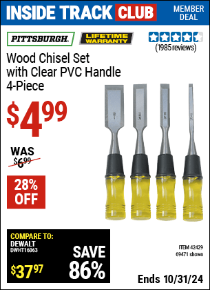 Harbor Freight Coupons, HF Coupons, 20% off - 4 Piece Wood Chisel Set