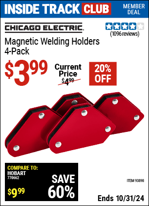 Harbor Freight Coupons, HF Coupons, 20% off - 4 Piece Magnetic Welding Holders