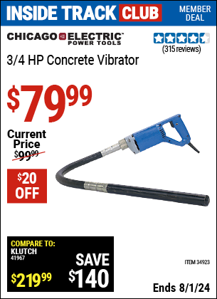 Harbor Freight Coupons, HF Coupons, 20% off - 3/4 Hp Concrete Vibrator