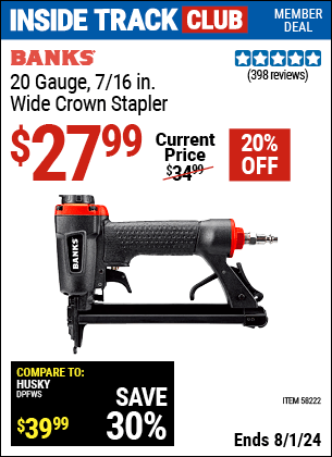 Harbor Freight Coupons, HF Coupons, 20% off - 20 Gauge Wide Crown Stapler