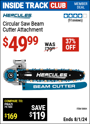 Harbor Freight Coupons, HF Coupons, 20% off - HERCULES Circular Saw Beam Cutter Attachment for $49.99