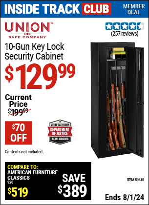 Harbor Freight Coupons, HF Coupons, 20% off - UNION SAFE COMPANY 10 Gun Key Lock Security Cabinet for $169.99