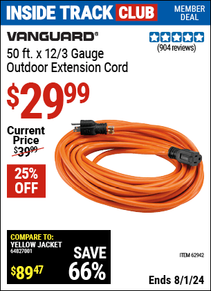 Harbor Freight Coupons, HF Coupons, 20% off - 12 Gauge X 50 Ft. Outdoor Extension Cord