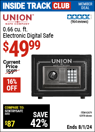 Harbor Freight Coupons, HF Coupons, 20% off - UNION SAFE COMPANY 0.71 cu. ft. Electronic Digital Safe for $49.99