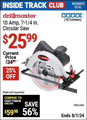 Harbor Freight Coupons, HF Coupons, 20% off - 10 Amp 7-1/4 in. Circular Saw
