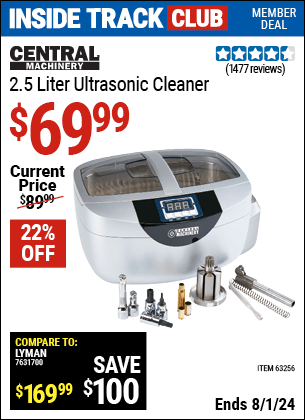 Harbor Freight Coupons, HF Coupons, 20% off - 2.5 Liter Ultrasonic Cleaner